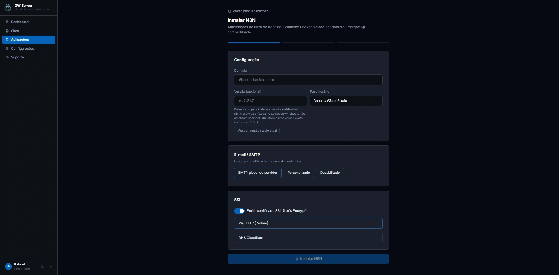 Instalação da aplicação n8n em Docker